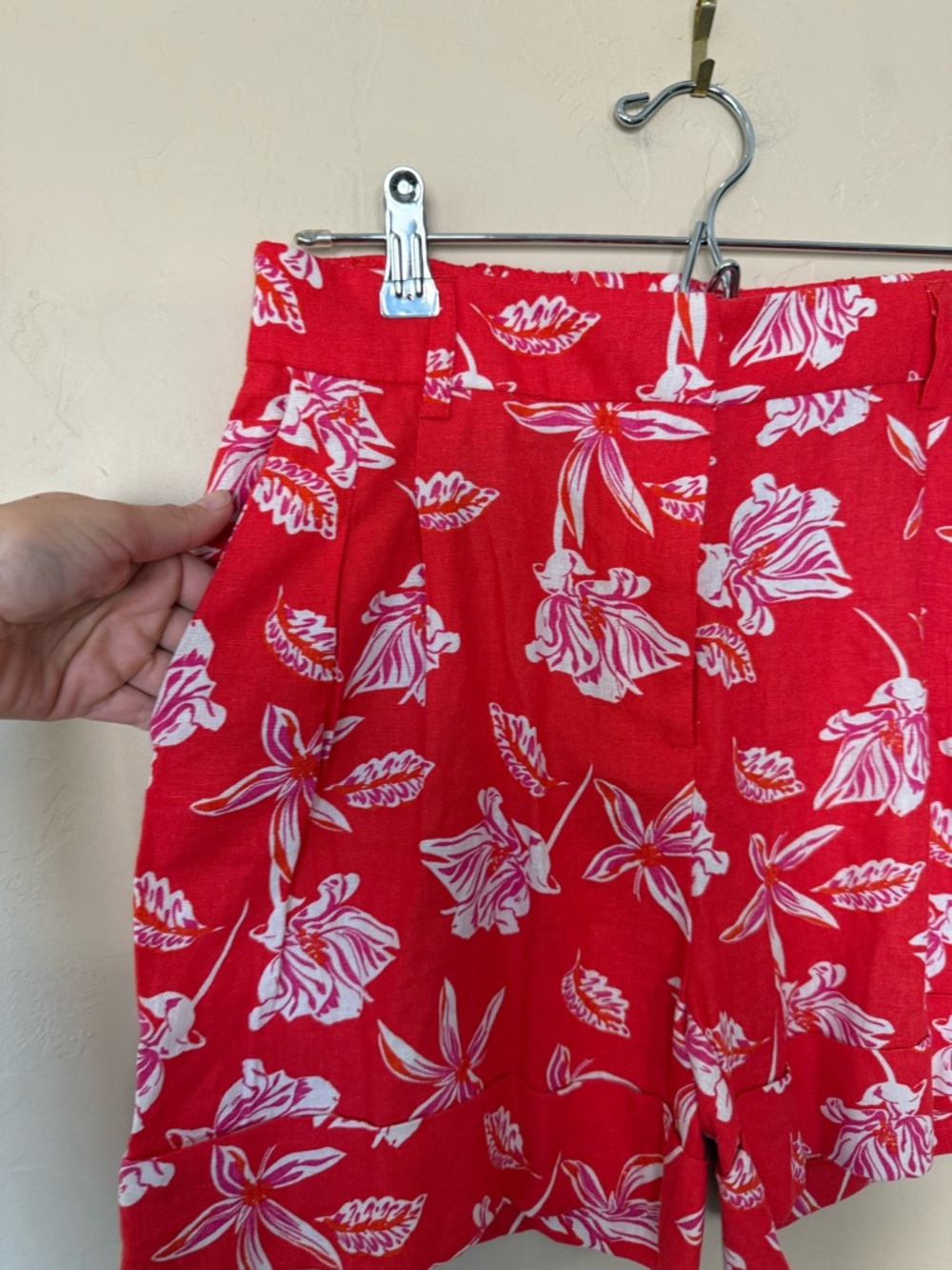 Joie Red Floral Linen Matching Set Top Size 4 Shorts Size 2 Boho Summer - Picture 3 of 11